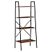 HOMCOM Estantería de Escalera Industrial Librería con 4 Estantes Estantería Escalonada de Pie para Baño Salón Terraza 60x35x145 cm Acero y Madera