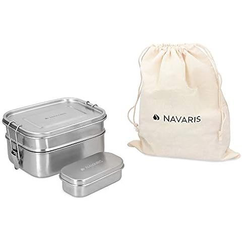 Navaris 2-Tier Stainless Steel Lunch Box Cover