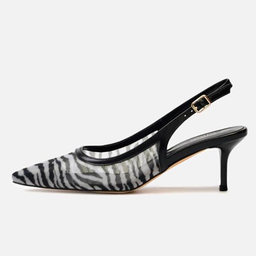Image of Mesh Kitten Heels for Women Slingback Design with Pointed Toe Breathable and Stylish Elegant Low Heel for Comfort