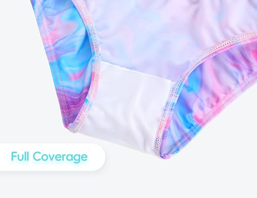 Image of Girls Swimsuit Long Sleeve Rush Guard Bathing Suit Swimwear with Bikini Bottom Sun Protection