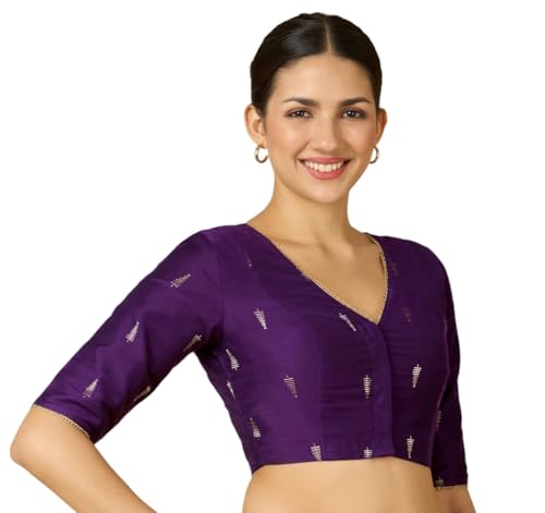 Image of Studio Shringaar Women's Handloom Cotton Silk Readymade Saree Blouse with Underarm Sweat Pads (Pack of 14 Pads)