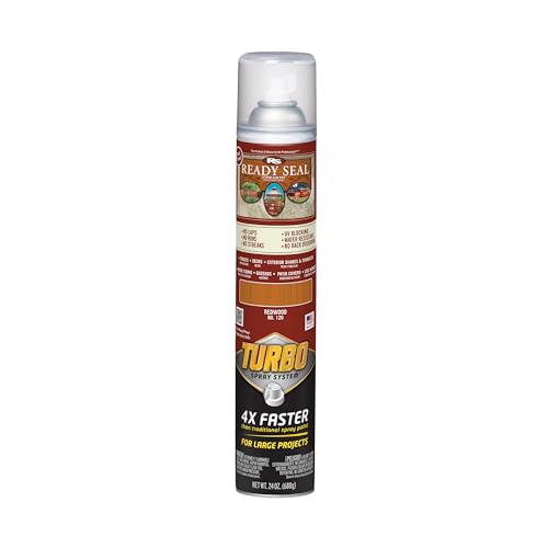 Image of Ready Seal Exterior Wood Stain | Turbo Spray System | Professional Grade Oil-Based Stain and Sealer in One | Ideal for Decks, Fences, Pergolas, Wood Siding & More | 24 Ounce | Redwood