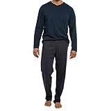 Ammann - Organic Cotton - Schlafanzug lang (XL Blau/Blau Gemustert)