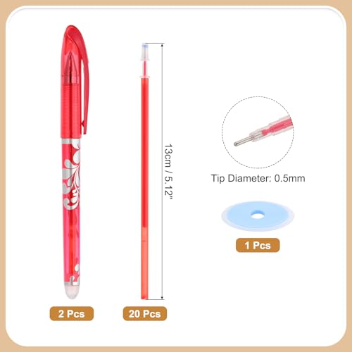 PATIKIL 2Pack Bolígrafos de Gel Borrables con 20 Recambios y 1 Borrador miniatura 2