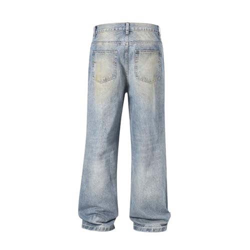 Men's Vintage Gemstone Baggy Jeans, Straight Loose Ropa Hombre, High Street Washed Casual Denim3