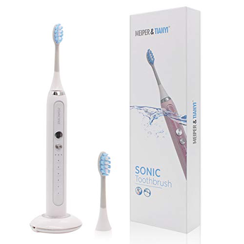 Electric Toothbrush Sonic USB Charging Fast Portable Travel Toothbrush,Automatic Timer 5 Modes Waterproof Toothbrush Dentist Clean Toothbrush for Adult with 2 Brush Heads