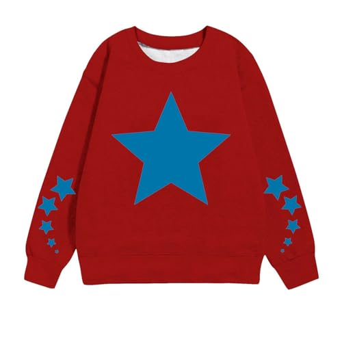 Kids Trendy Sweatshirts Teen Girls Boys Cute Star Print Pullover Tracksuit Tops Preppy Clothes Crewneck Long Sleeve