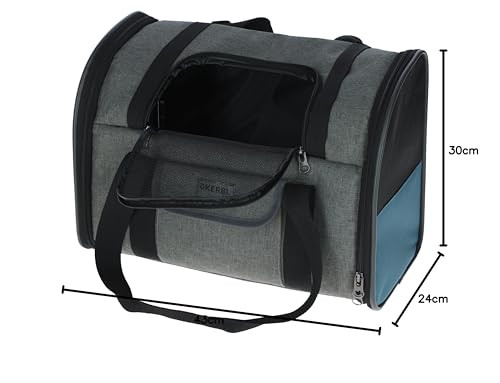 Kerbl Pet Hunderucksack Vacation, Hundetasche, Hundetransport, grau, blau, 43x24x30cm, Oxfordgewebe, kleine Hunde, Katzen, robust, schmutzabweisend