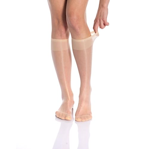 AWS/American Made 8 Pairs Sheer Knee High Socks for Women 15 Denier Stay up Band4