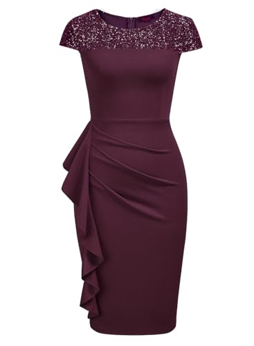 Image of Viwenni Women's Ruffle Vintage Formal Church Wedding Guest Cocktail Dresses