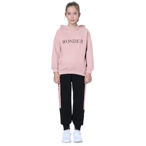 Amur Leopard Costume Jogging Enfant Survêtement Fille Ensemble de Sport de Loisirs 2pcs Sweat à Capuche + Pantalons Jogging pour Printemps Automne, Rose (Pas...