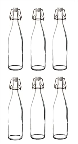 BigDean 6x Glasflaschen mit Bügelverschluss 500 ml - Draht-Bügelflasche zum Ansetzen von Ölen, Alkohol, Likören, Säften - Luftdicht - Made in Germany