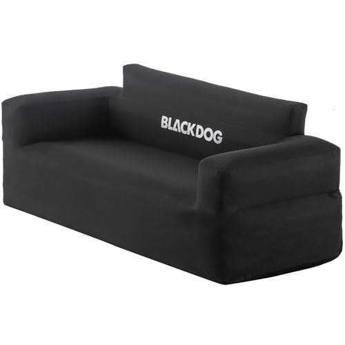 Grkod BLACKDOG 2-Person Inflatable Camping Sofa with Built-in Rechargeable Pump 660lbs Heavy Duty Air Couch Portable 300D Oxford Fabric Blow Up Loveseat for Outdoor Backyard Beach & Indoor Lounge