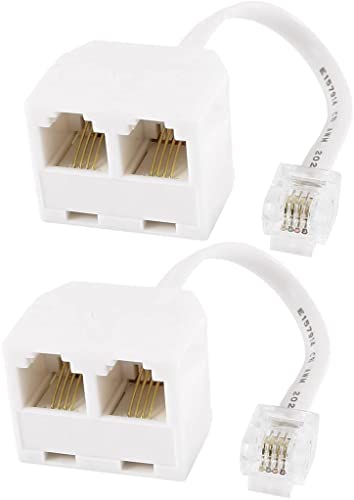 XYWHPGV 6P4C RJ11 Dual Female to Male Telephone Cable Splitter Adapter 2pcs (5cd34 e80ef bd0b7 1c972 70836 0320b
