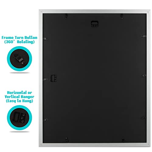 Image of Frametory, 16x20 Picture Frame with Mat for 11x14 Picture- - High Definition Glass Wide Molding - Preinstalled Wall Mounting Hardware (Silver, 1 Pack)