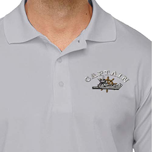 Performance Golf Tees Fishing Boat Captain Embroidery Polyester Short Sleeves Polo Shirts for Men Navy 2X Large2