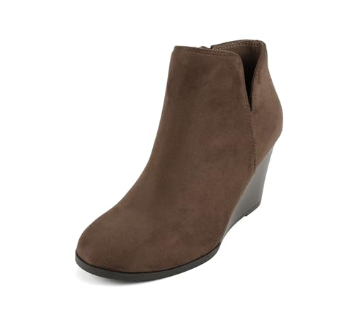Image of Soda Ability - Mid Ankle Bootie w /Split Shaft and Zipper Stacked Wedge Heel