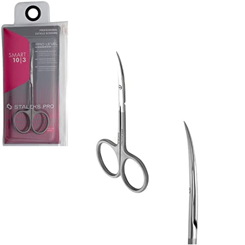 Staleks Pro Smart 10 Type 3 Cuticle Scissors – Straight Elongated Handles – Classic Curved Blades for Precise Cuticle Work