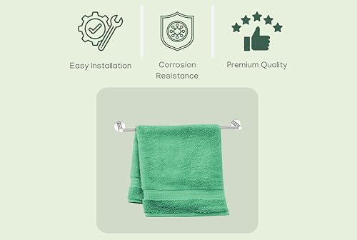 Image of Force Stainless Steel 304 Towel Bar with Brass Base - Heavy-Duty, Durable Bathroom & Kitchen Wall-Mounted Towel Rod, Rust-Resistant Bathroom Accessory for Living Spaces with Easy Installation