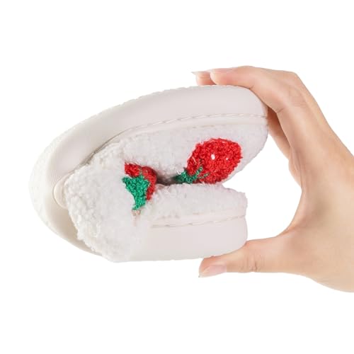 Cute Strawberry Pattern Women's Bedroom Slippers - Warm, Soft, Fuzzy, Non-Slip4
