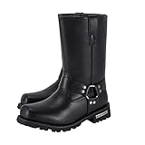 Men's Motorcycle Boot For Riding Waterproof Black PU Leather Boots Mid Calf Boots for Men (Black No Zipper, us_footwear_size_system, adult, men, numeric, medium, numeric_10_point_5)