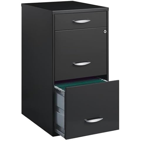 Scranton & Co 3-Drawer Contemporary Metal File Cabinet in Charcoal Cover