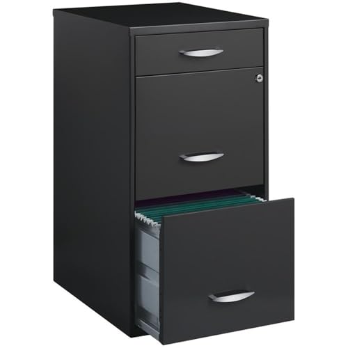 Pemberly Row 3 Drawers 27.32' Vertical Charcoal Metal Filing Cabinet Lockable Pre-Assembled Stationary Letter Size for Home, Office