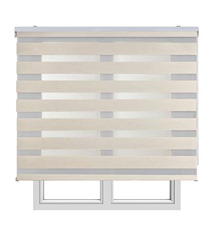 Estores Basic - Stores Nuit et Jour, Couleur Lin, 100 x 250 cm, Stores enroulables, Stores Double Couche pour intérieur