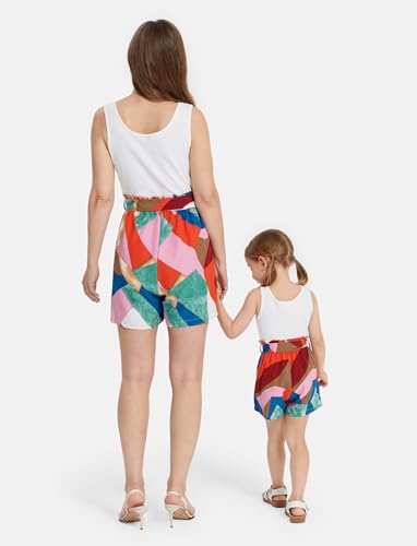 Image of PATPAT Mom and Daughter Matching Jumpsuits - Black Tank Top with Floral Wide-Leg Shorts