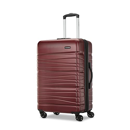 Image of Samsonite Evolve SE Hardside Expandable Spinner Luggage, Matte Burgundy, Checked-Medium Spinner, Evolve Se Hardside Expandable Luggage With Double Spinner Wheels
