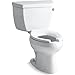 Kohler K-3505-RA-0 Two-Piece Elongated Toilet Bowl 1.6 GPF White