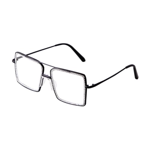 Gafas transparentes MUTYNE cuadradas de gran tamaño con montura ligera de pedrería fina