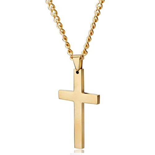 Collar con colgante de cadena de acero inoxidable para hombre, collar cruzado clásico a la moda, regalo de joyería para hombre Cover