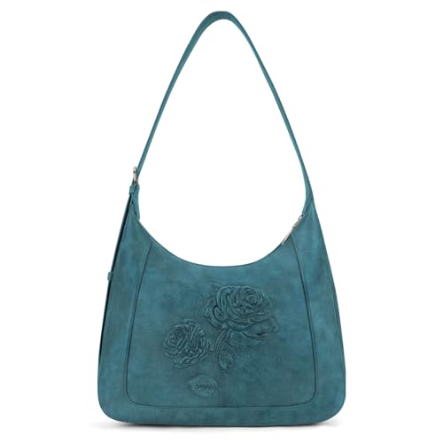 Image of Shoulder Bag for Women, Small Embossed Vegan Leather Hobo Purse | Elegant Crescent Shape Shoulder Purse with Top Handle, Adjustable Strap, Underarm Style for Daily Use, Travel & Gift Choice