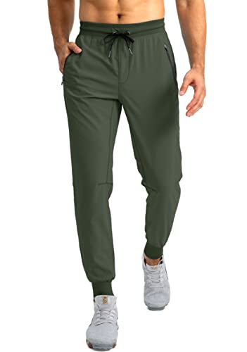 Image of Pudolla Men's Lightweight Jogger Pants Workout Running Tapered Joggers for Men with Zipper Pockets for Athletic Travel Casual