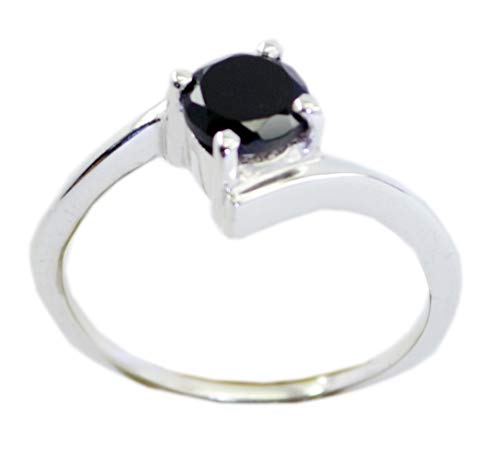 Bague noire en argent 925 authentique et délicate pour femme