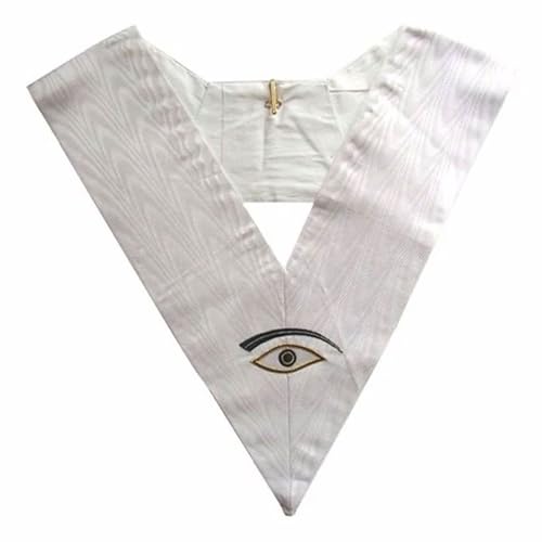 Bricks Masons 28th Degree Scottish Rite Collar - All White Moire