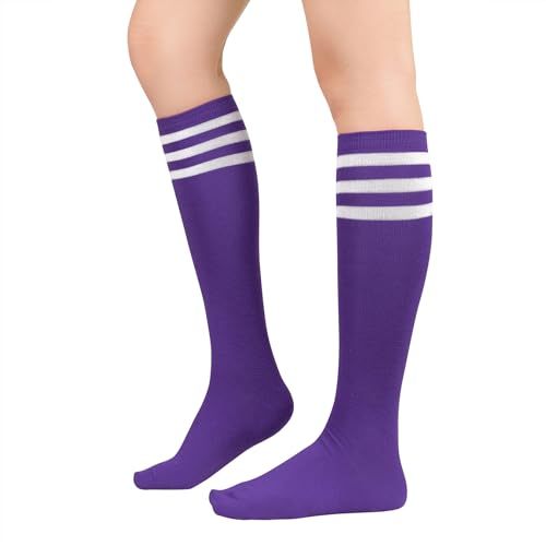 Image of Century Star Knee High Socks for Women Long Tube Socks with Stripes | Soft, Skin Friendly And Stretchy, Vibrant Colors Perfect For Daily Wear, Sports, Halloween And Christmas