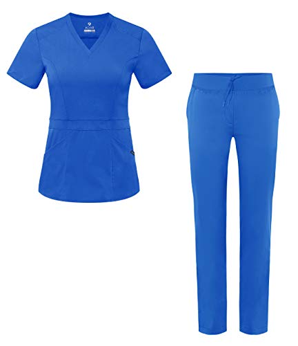 Adar Pro Scrub Set for Women - Tailored Peplum Scrub Top & Tailored