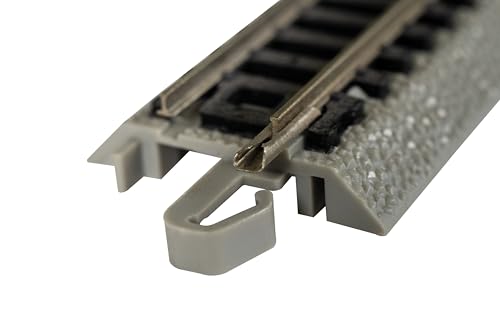 Bachmann Trains - Snap-Fit E-Z TRACK ASST. SECTIONS STRAIGHT TRACK (2 each 4.50", 2.25" and 1.125" per card) - NICKEL SILVER Rail With Grey Roadbed - N Scale, 8