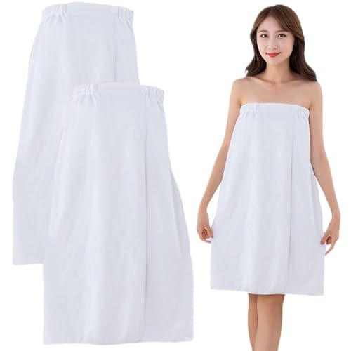 Bata de spa para mujer de alta absorción, toallas blancas duraderas de microfibra, set de 2 3