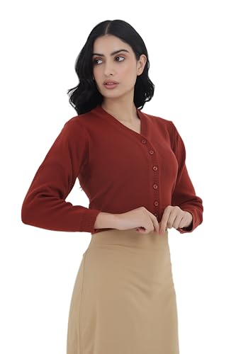 Image of Women Winter Wear V-Neck Full Sleeves Regular Fit Woollen Blouse