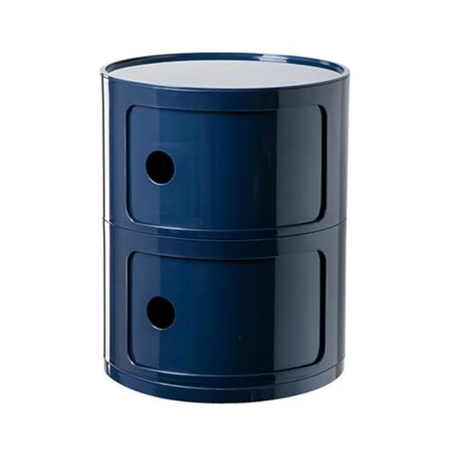BOBORE Mesita de Noche Redonda con cajones, mesita de Noche pequeña, gabinete de Almacenamiento con Puerta corredera, Mesa...