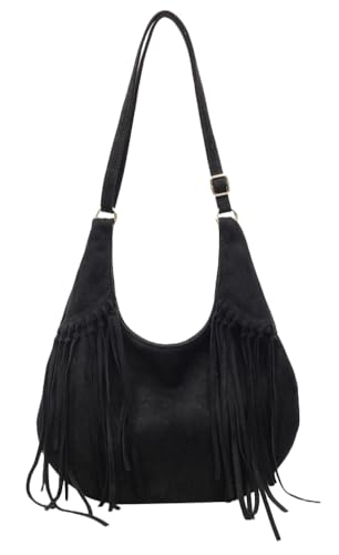 Bohemian Fringe Crossbody Bag For Women Slouchy Suede Hobo Bags Commuter Bags Small Tote Soft Shoulder Purse 2025