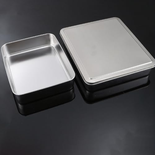 Bandeja de tiramisú rectangular de acero con tapa para tartas y lasaña 4