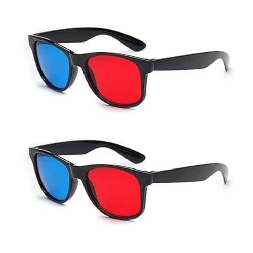 Image of 2Pcs Red and Blue 3D Glasses,3D Viewing Glasses,Universal TV Movie Dimensional Video Frame 3D,DVD Game Glass 3D Style,Televisions and Video Accessories Weightlight Simple Design
