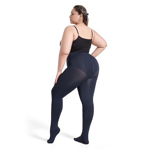 Image of Frola Plus Size Fleece Lined Tights Women Winter Warm Thermal Tights, 11+ Colors High Waisted Opaque Pantyhose