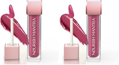 Image of Nourish Mantra's Berry Dhamaka Lipstick (3.5ml) / Creamy Matte Liquid Lipstick with SPF /Water Proof /Smudge Proof /Transfer Proof /Long Lasting /Suits All Skin Tones (Pack of 2)
