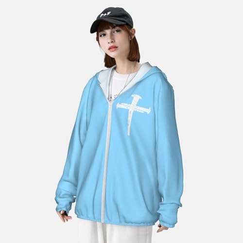 Christian Jesus Cross Men's Sun Protection Shirts with Zipper Lightweight SPF Uv Shirt for Fishing Running Hiking,4