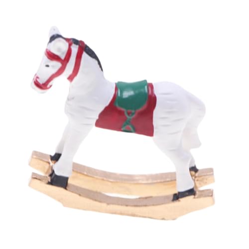 Caballo balancín en miniatura para cuarto de niños, muebles decorativos de resina pintada a mano, 4 cm